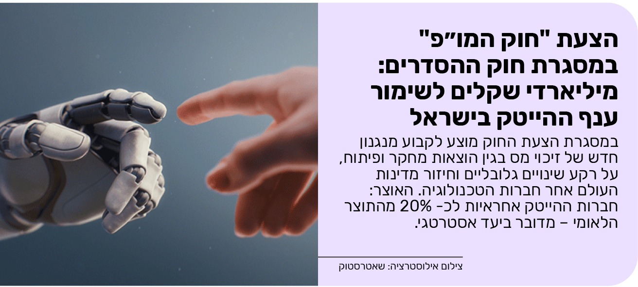 הצעת "חוק המו״פ" במסגרת חוק ההסדרים: מיליארדי שקלים לשימור ענף ההייטק בישראל