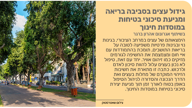 גידול עצים בסביבה בריאה ומניעת סיכוני בטיחות במוסדות חינוך