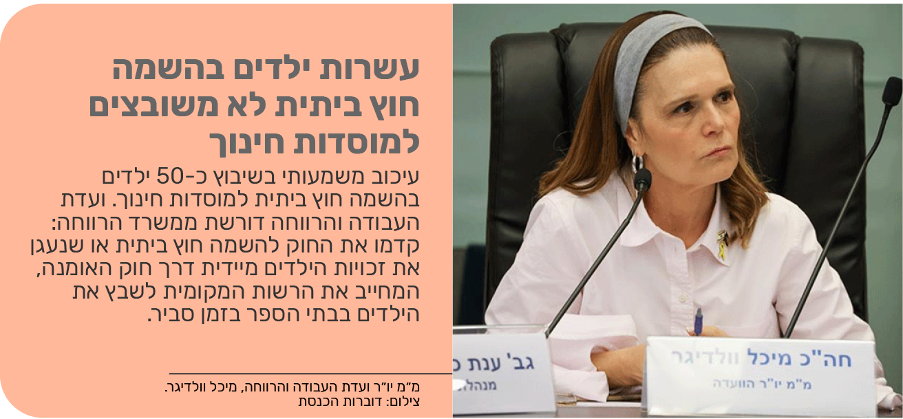 עשרות ילדים בהשמה חוץ ביתית לא משובצים למוסדות חינוך