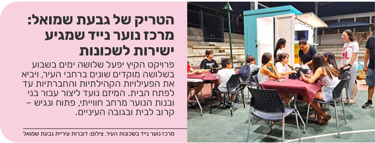 הטריק של גבעת שמואל: מרכז נוער נייד שמגיע ישירות לשכונות