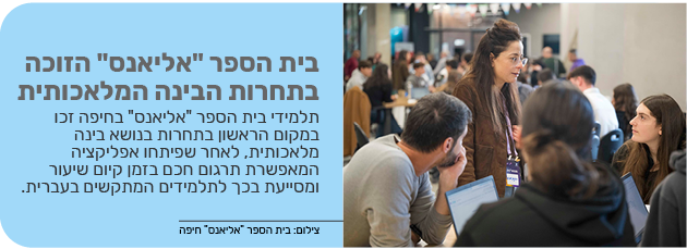 בית הספר "אליאנס" הזוכה בתחרות הבינה המלאכותית