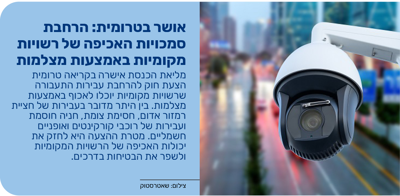 אושר בטרומית: הרחבת סמכויות האכיפה של רשויות מקומיות באמצעות מצלמות