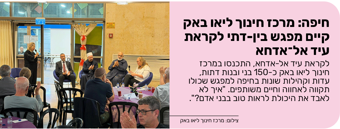 חיפה: מרכז חינוך ליאו באק קיים מפגש בין־דתי לקראת עיד אל־אדחא
