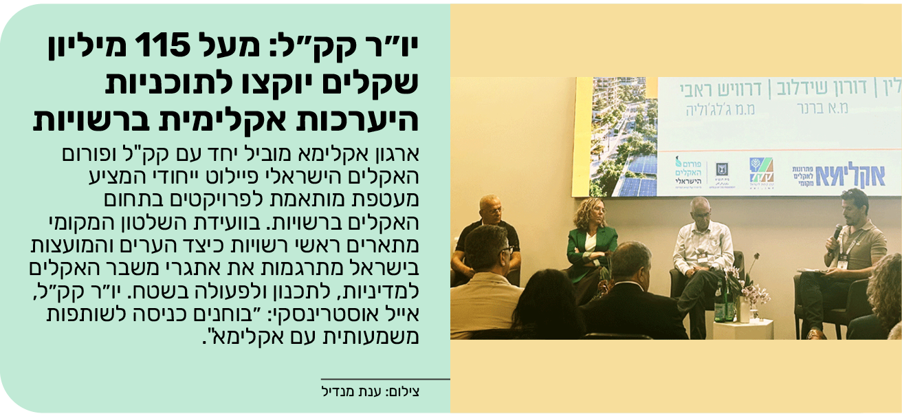 יו״ר קק״ל: מעל 115 מיליון שקלים יוקצו לתוכניות היערכות אקלימית ברשויות
