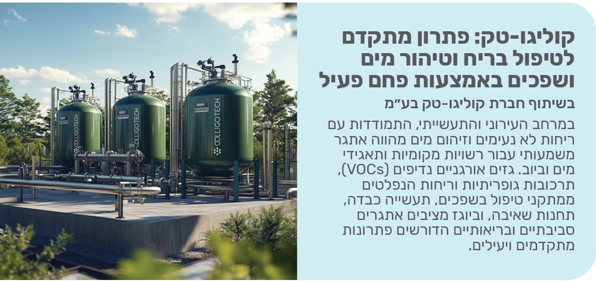 קוליגו-טק: פתרון מתקדם לטיפול בריח וטיהור מים ושפכים באמצעות פחם פעיל
