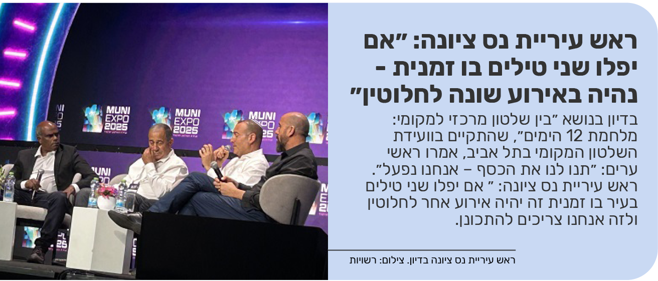 ראש עיריית נס ציונה: ״אם יפלו שני טילים בו זמנית - נהיה באירוע שונה לחלוטין״