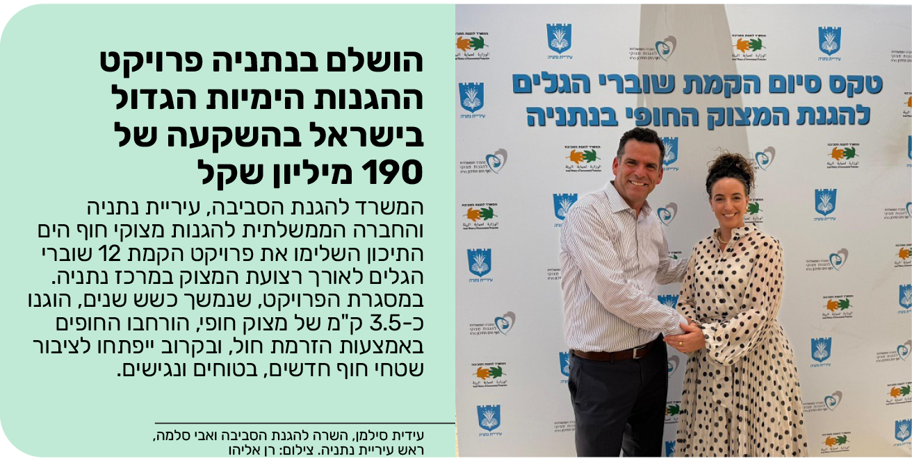 הושלם בנתניה פרויקט ההגנות הימיות הגדול בישראל בהשקעה של 190 מיליון שקל