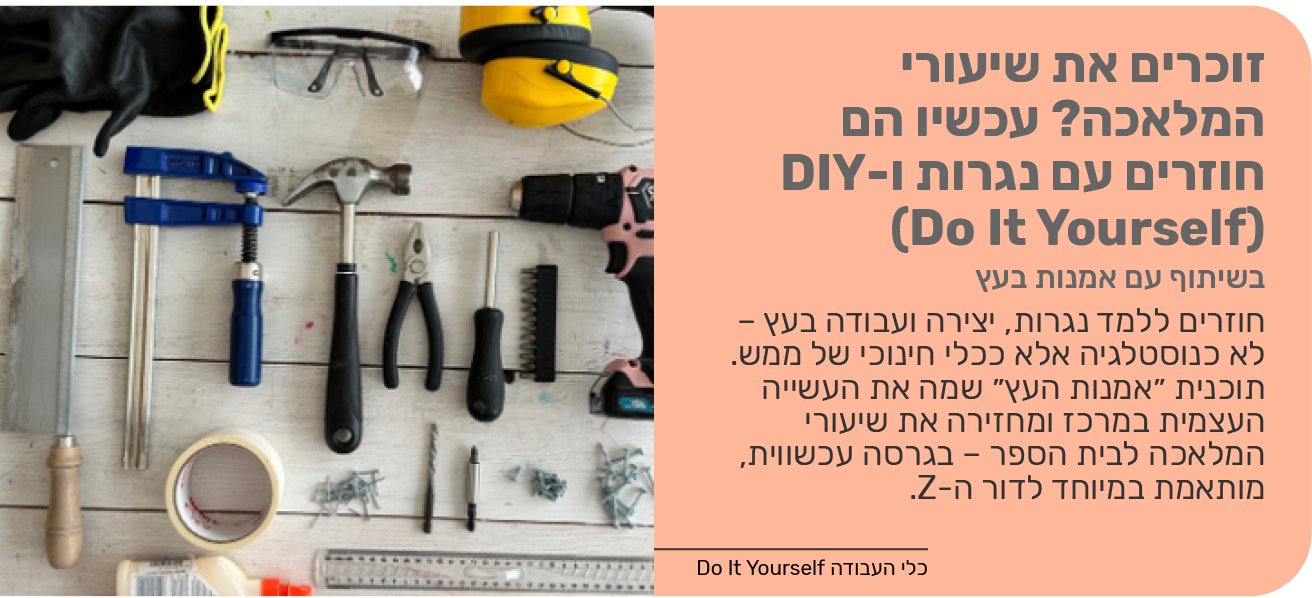 זוכרים את שיעורי המלאכה? עכשיו הם חוזרים עם נגרות ו DIY (Do It Yourself)